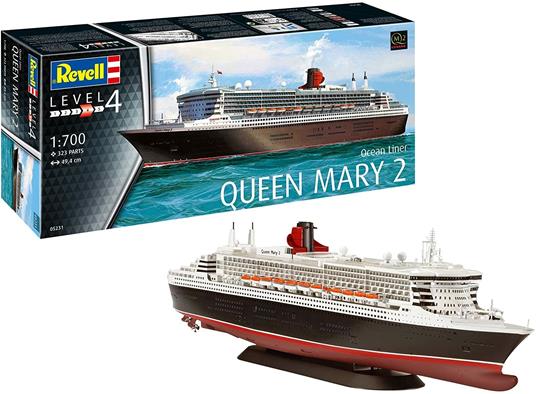 Revell RV05231 1:700-Queen Mary 2, Non Verniciato