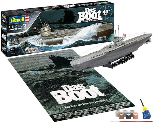 Revell 05675 Set regalo Set DAS BOOT 40th Anniversary, con accessori di  base, nave 1:144, 46,5 cm Kit per modelli, Colore Non Laccato, 05675