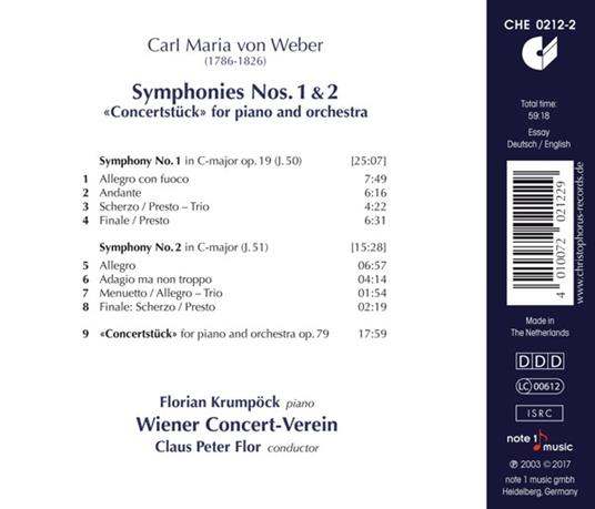 Sinfonie n.1, n.2 - CD Audio di Carl Maria Von Weber - 2