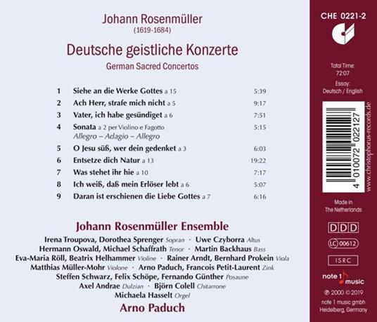 Deutsche Geistliche Konzerte - CD Audio di Johann Rosenmüller - 2