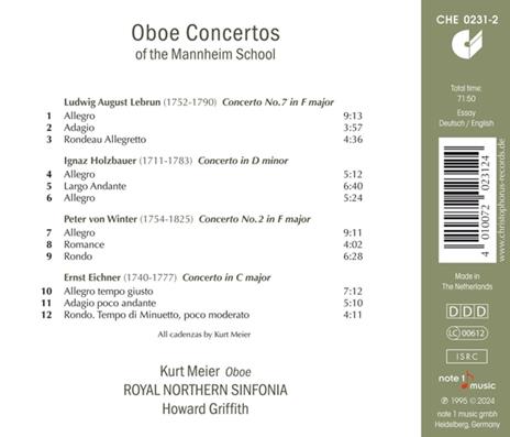 Oboe Concertos Of The Mannheim School - CD Audio di Kurt Meier - 2