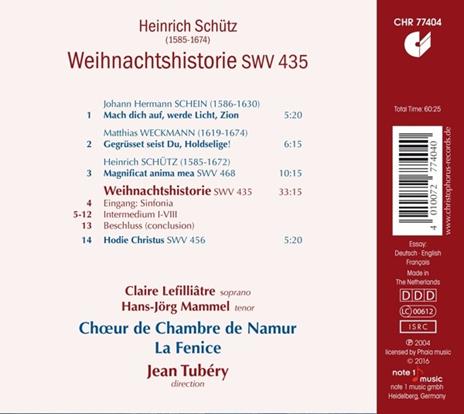 Weihnachtshistorie - CD Audio di Heinrich Schütz - 2