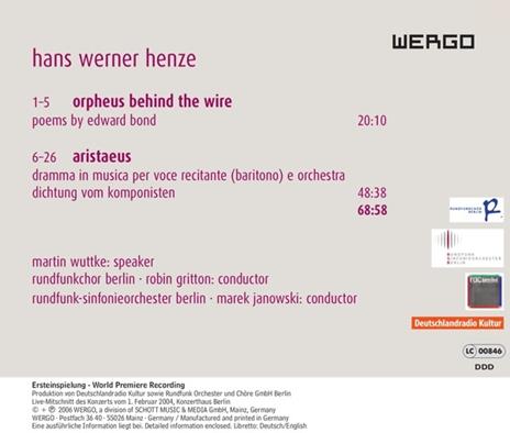 Orpheus Behind the Wire - A - SuperAudio CD di Hans Werner Henze - 2