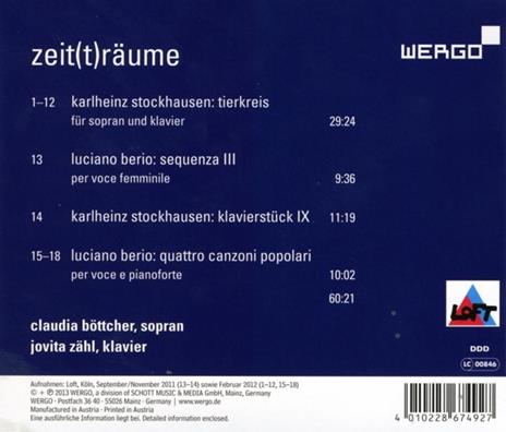 Zeittraume - CD Audio di Luciano Berio,Karlheinz Stockhausen - 2