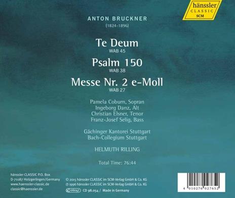 Te Deum - Messa N.2 - Salmo 150 - CD Audio di Anton Bruckner,Helmuth Rilling - 2