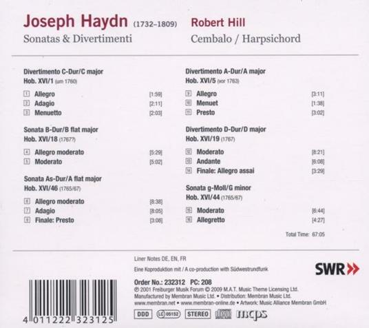 Sonate e divertimenti - CD Audio di Franz Joseph Haydn,Robert Hill - 2