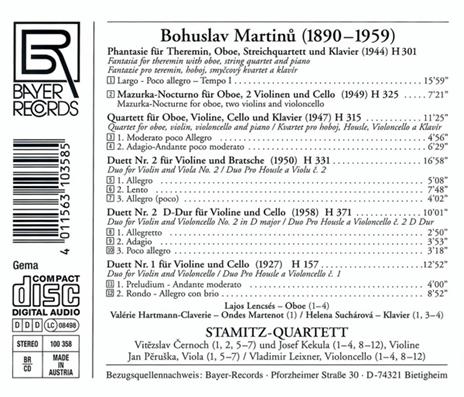 Kammermusik - CD Audio di Bohuslav Martinu - 2