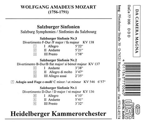 Salzburger Sinfonien - CD Audio di Wolfgang Amadeus Mozart - 2