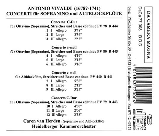 Concerti fur Sopranino & - CD Audio di Antonio Vivaldi - 2