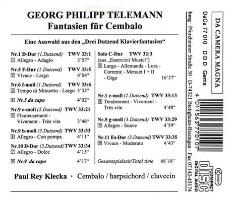 Fantasien fur Cembalo - CD Audio di Georg Philipp Telemann - 2