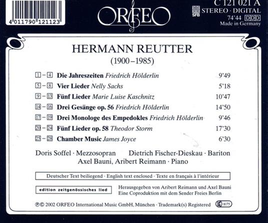 Lieder - CD Audio di Hermann Reutter - 2