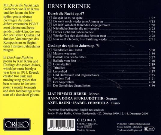 Lieder - CD Audio di Ernst Krenek - 2