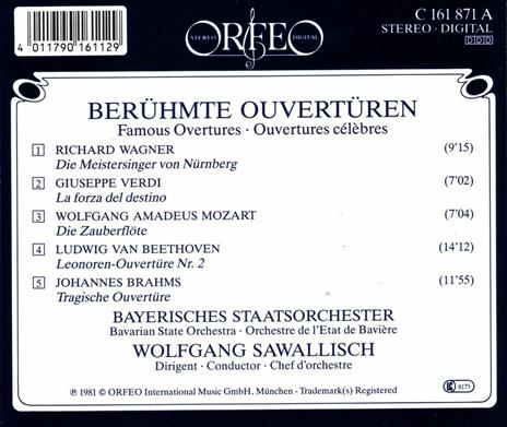 Overtures celebri - CD Audio di Ludwig van Beethoven,Wolfgang Amadeus Mozart,Giuseppe Verdi,Richard Wagner,Wolfgang Sawallisch - 2