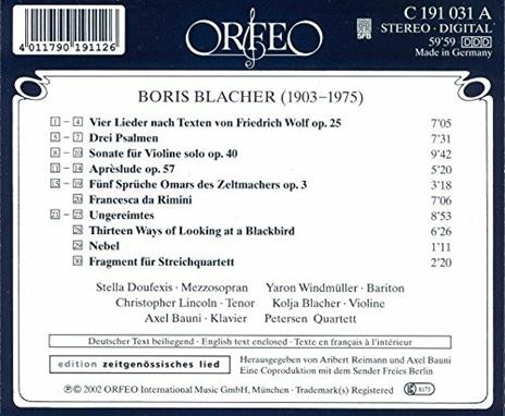 Lieder - CD Audio di Boris Blacher - 2