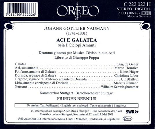 Naumann. Aci e Galatea - CD Audio - 2