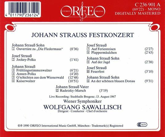Festkonzert - CD Audio di Johann Strauss,Wolfgang Sawallisch,Wiener Symphoniker - 2