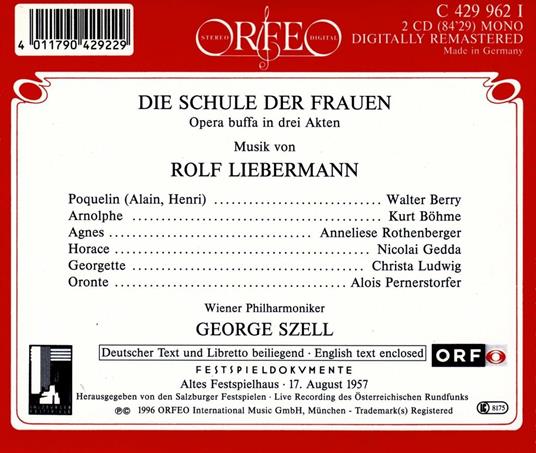 Die Schule Der Frauen - CD Audio di Rolf Liebermann - 2