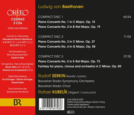 Plays Beethoven's Piano Concertos - CD Audio di Ludwig van Beethoven,Rudolf Serkin - 2