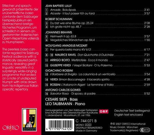Liederabend - CD Audio di Cesare Siepi - 2