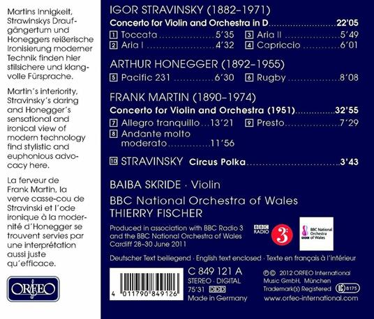 Concerti per violino - CD Audio di Igor Stravinsky,Arthur Honegger,Baiba Skride,BBC National Orchestra of Wales,Thierry Fischer - 2