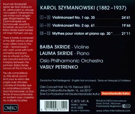 Concerti Per Violino Nr 1-2 - Mythes - CD Audio di Karol Szymanowski - 2