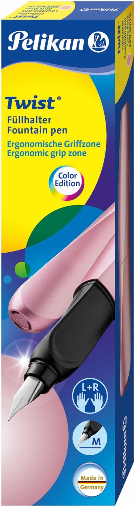 Penna stilografica Pelikan Twist. Pennino M acciaio, rosa metallizzato e  cartuccia Blu Royal inclusa - Pelikan - Cartoleria e scuola | IBS