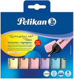 Pelikan 817325 evidenziatore 6 pz Punta smussata Blu, Verde, Arancione, Rosa, Giallo