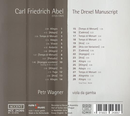 Drexel Manuscript - CD Audio di Carl Friedrich Abel - 2