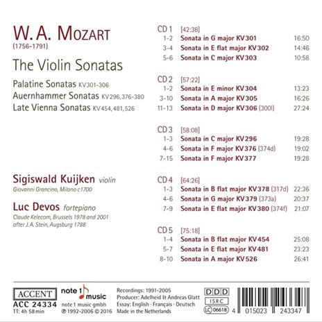 Sonate per Violino - CD Audio di Wolfgang Amadeus Mozart - 2