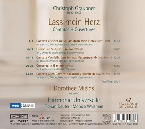 Lass Mein Herz - Cantatas & Ouvertures - CD Audio di Johann Christoph Graupner - 2