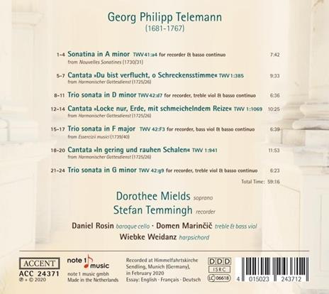 Works For Soprano And Recorder - CD Audio di Georg Philipp Telemann,Dorothee Mields - 2