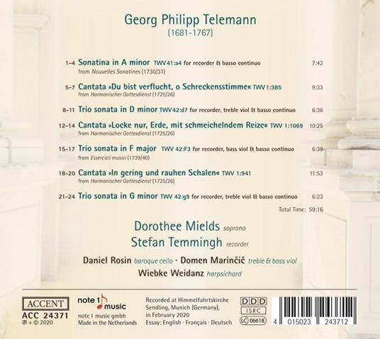 Works For Soprano And Recorder - CD Audio di Georg Philipp Telemann,Dorothee Mields - 2