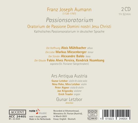 Oratorium De Passione Domini Nostri Jesu Christi - CD Audio di Franz Joseph Aumann - 2