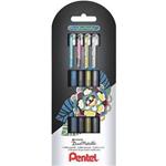 Pentel Dual Metallic Penna stick a sfera Nero, Blu, Oro, Argento 4 pezzo(i)