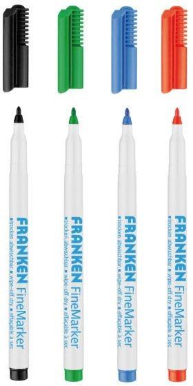 Franken FineMarker evidenziatore 4 pz Punta sottile Nero, Blu, Verde, Rosso