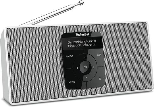 TechniSat DIGITRADIO 2 S - Radio stereo DAB portatile con batteria (DAB+,  FM, Bluetooth, streaming audio Bluetooth, display OLED, jack per cuffie, stereo  2 W RMS), bianco - TechniSat - TV e