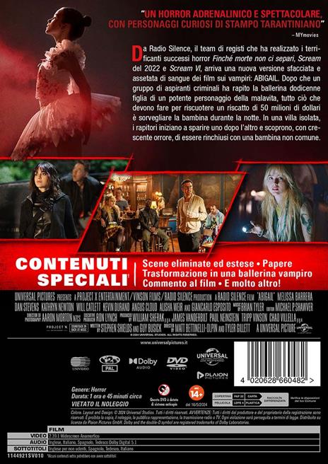 Abigail (DVD) di Matt Bettinelli-Olpin,Tyler Gillett - DVD - 2