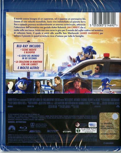 Sonic. Il Film (Blu-ray) di Jeff Fowler - Blu-ray