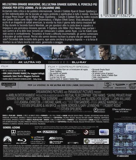Salvate il soldato Ryan (Blu-ray + Blu-ray 4K Ultra HD) di Steven Spielberg - Blu-ray + Blu-ray Ultra HD 4K - 2