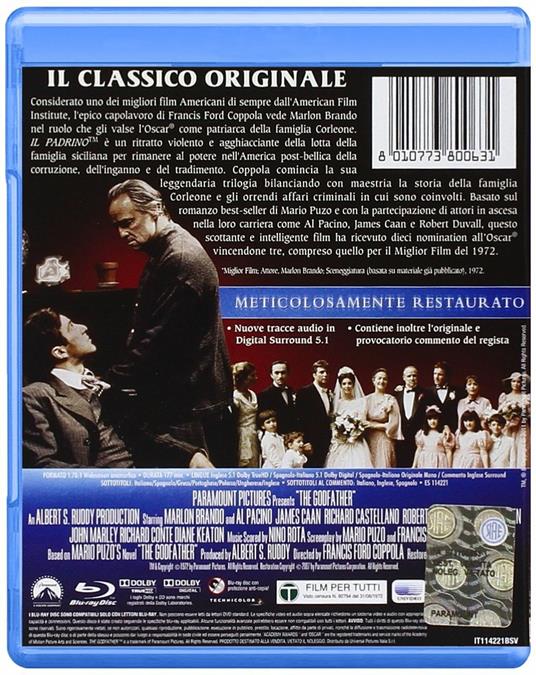 Il Padrino Esclusiva  (Steelbook 4K UHD + Blu-ray): : Marlon  Brando, James Caan, Al Pacino, Francis Ford Coppola, Marlon Brando, James  Caan: Film e TV