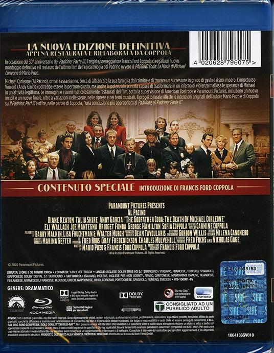 Il Padrino Coda - La Morte di Michael Corleone - Blu-ray 4K UHD + Blu-ray  (Blu-ray)