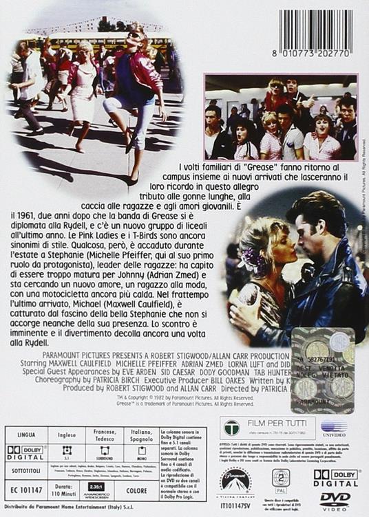 Grease 2 (DVD) - DVD - Film di Patricia Birch Musicale | IBS