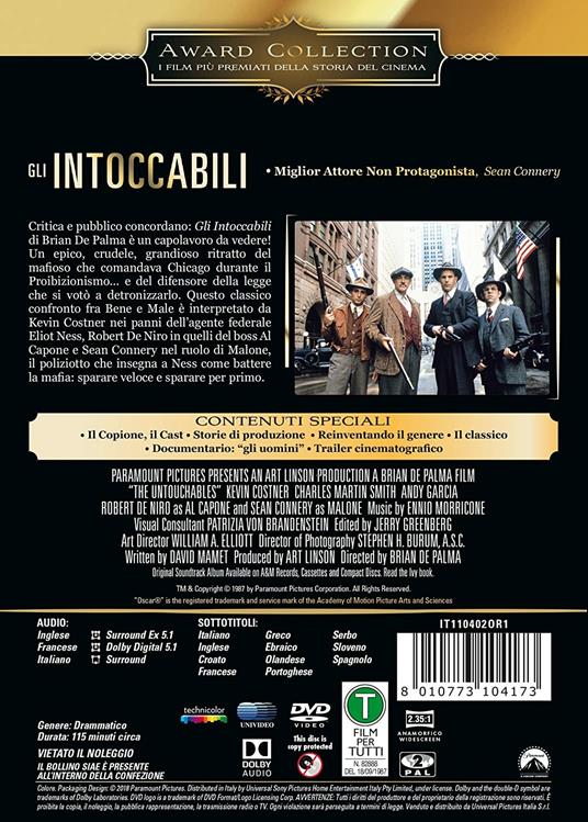 The Untouchables. Gli intoccabili (DVD) di Brian De Palma - DVD - 2