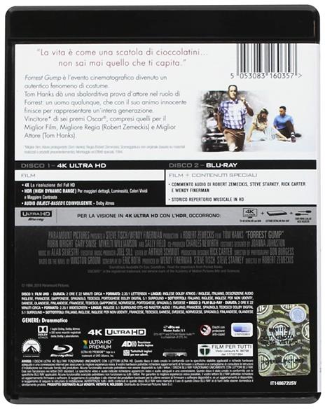 Forrest Gump (Blu-ray + Blu-ray 4K Ultra HD) di Robert Zemeckis - Blu-ray + Blu-ray Ultra HD 4K - 2