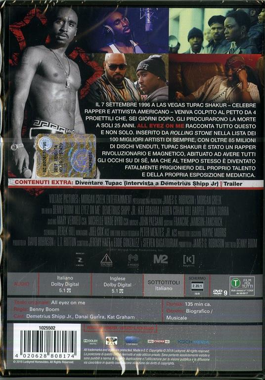 All Eyez on Me. La storia mai raccontata di Tupac Shakur (DVD) - DVD - Film  di Benny Boom Musicale | IBS