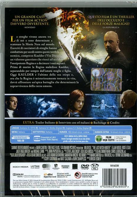 The Last Witch Hunter. L'ultimo cacciatore di streghe di Breck Eisner - DVD - 2