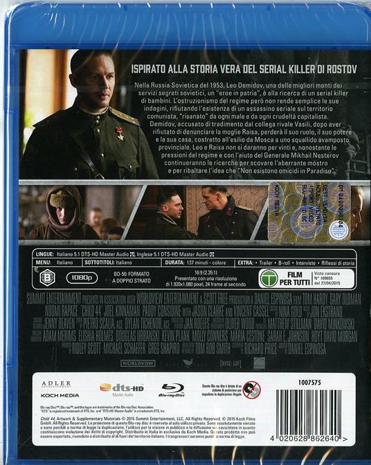 Child 44. Il bambino n. 44 - Blu-ray - Film di Daniel Espinosa Giallo | IBS