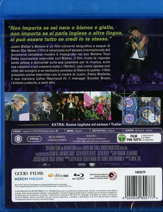 Justin Bieber's Believe (Blu-ray) - Blu-ray di Justin Bieber - 2