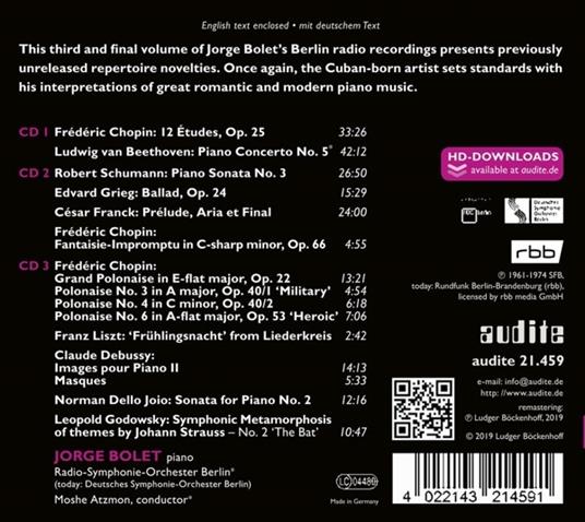Jorge Bolet. The Berlin Radio Recordings vol.3 - CD Audio di Jorge Bolet - 2