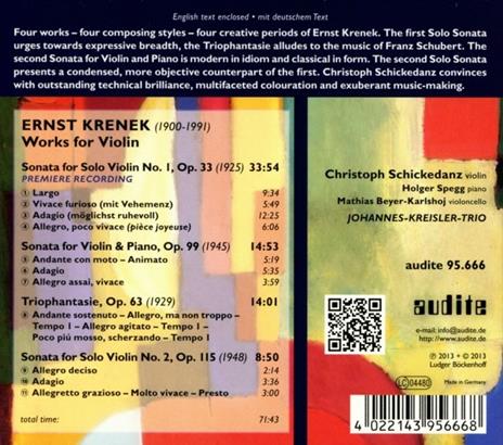 Sonate per violino solo n.1, n.2 - CD Audio di Ernst Krenek - 2